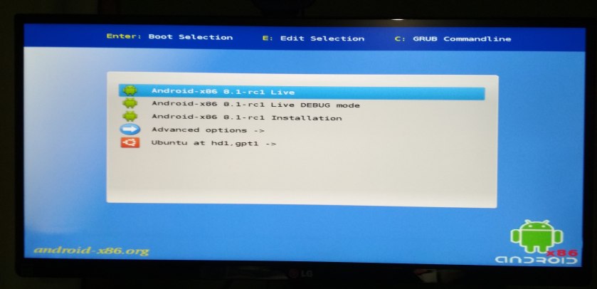 z83ii Android-x86 boot selection